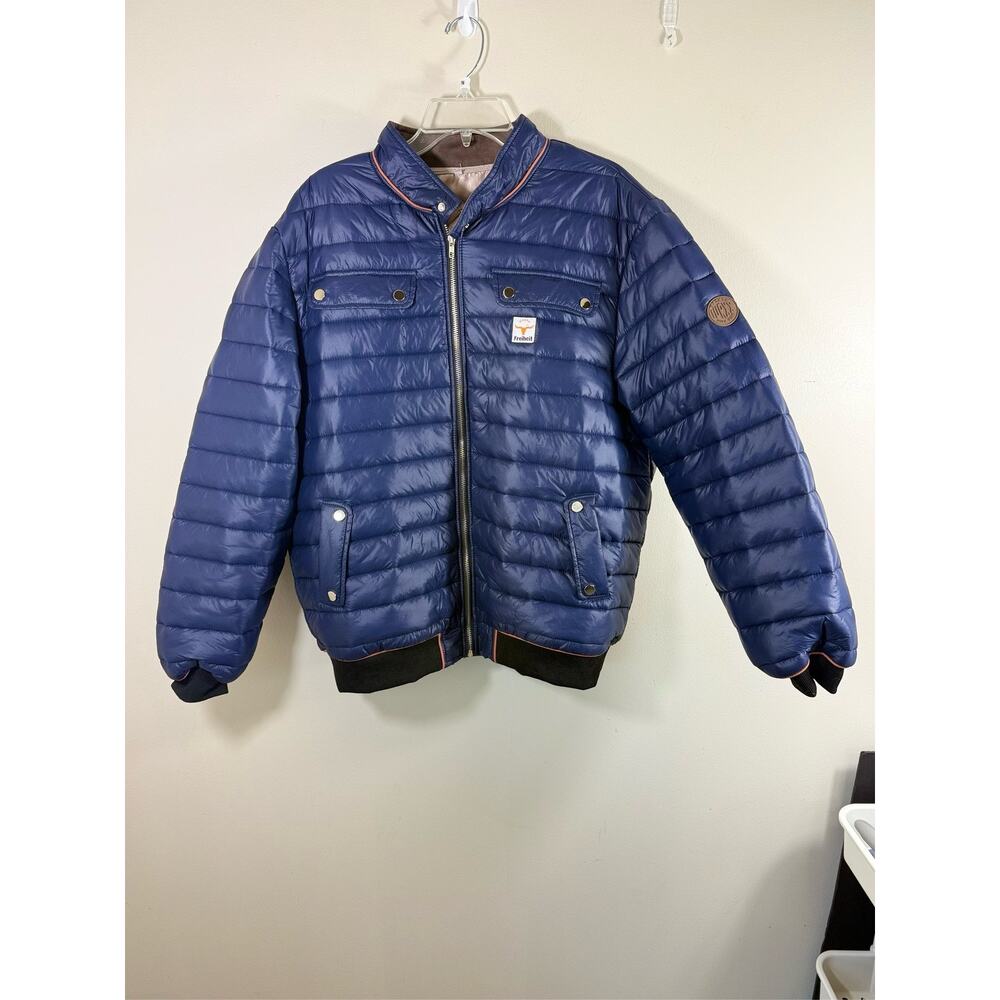 Vintage Puffer Jacket Blue Quilted Bomber Retro Y2K Workwear